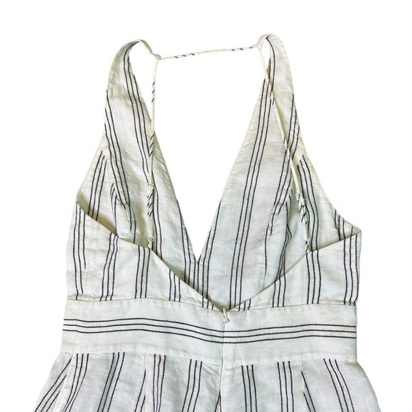& Other Stories Linen Blend Jumpsuit Stripe White Open Back Size 6 Women's - Picture 10 of 16